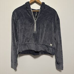 Vuori Haven Half Zip Rib Knit Pullover Womens M Relaxed Cropped Athleisure Azure